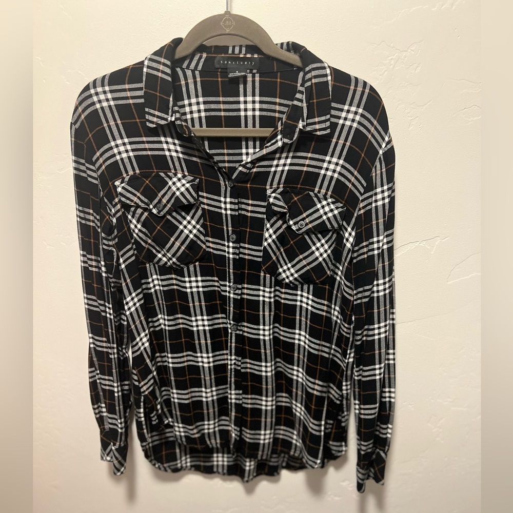 Sanctuary Plaid long sleeve shirt size SMALL
